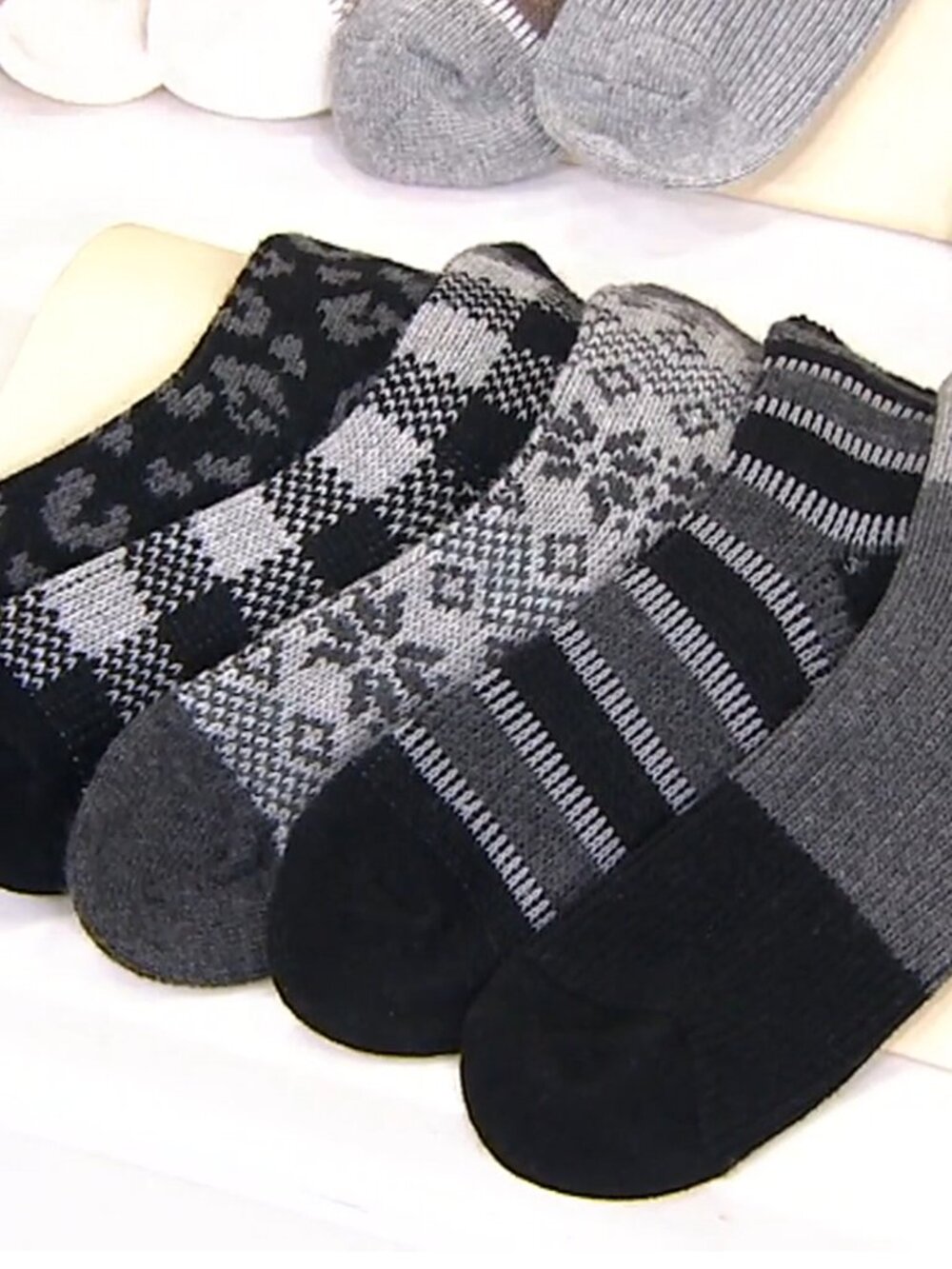 MUK LUKS Set of 5 Double Knit Boot Socks - Black - New